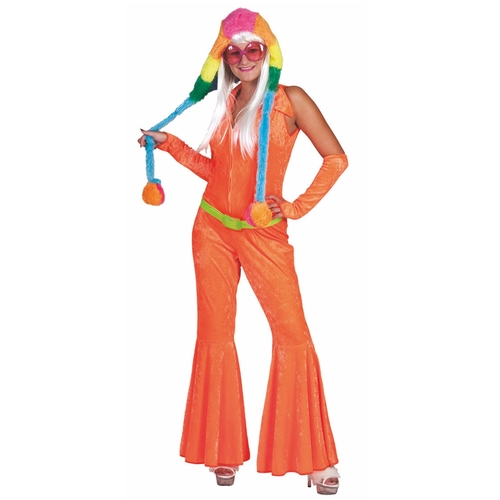 Disco Kost�m 70er Jahre Jumpsuit orange f�r Damen