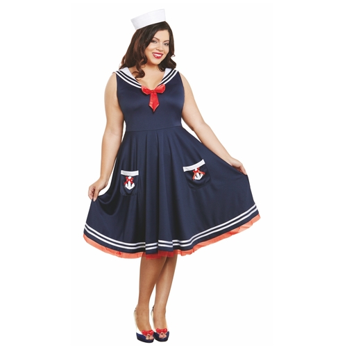 XXL Matrosin Kost�m Kleid blau f�r Damen