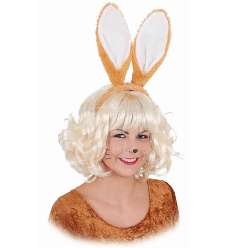 Hasenohren hellbraun Haarreif mit Pl�sch-Ohren f�r Erwachsene