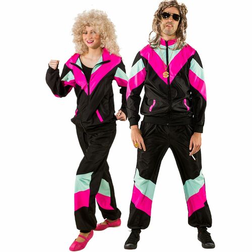 Jogginganzug Kost�m Retro 90er schwarz f�r Erwachsene