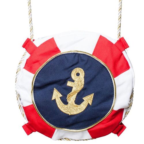 Matrosen Handtasche mit Rei�verschluss Rettungsring Rot Wei� f�r Damen