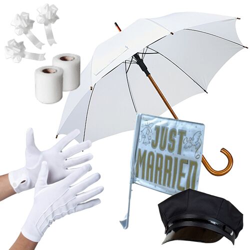 Chauffeur Set Hochzeitsfahrer 9-tlg. Brautauto-Deko Hochzeitswagen
