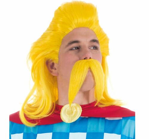 Troubadix Per�cke mit Schnurrbart gelb