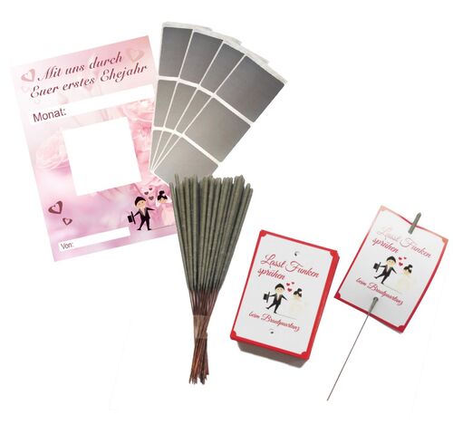 Hochzeits-Set Brautpaar: Wunderkerzen & Spiel f�r das erste Ehejahr