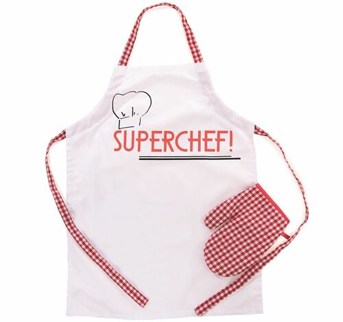 Chefkoch Sch�rze B�cker Superchef Hobbysch�rze inkl. Handschuh f�r Kinder