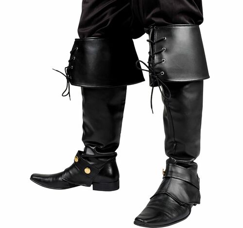 Weihnachtsmann Stiefelstulpen schwarz in Lederoptik 59 cm lang Kost�m-Zubeh�r