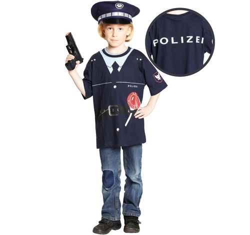 Polizei Kost�m Polizist Spielshirt bedruckt f�r Kinder