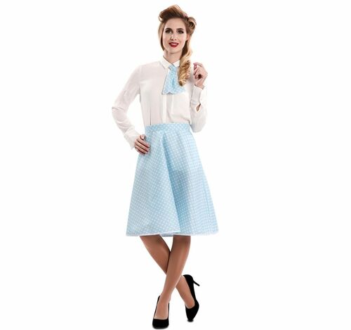 Rock n Roll Kost�m Tellerrock t�rkis mit Schleife f�r Damen