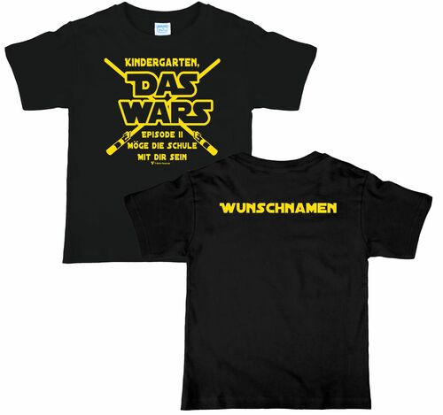 Kinder Schulanfang T-Shirt Das wars mit Wunschname, schwarz