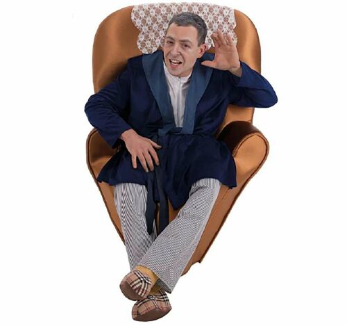 Opa Kost�m Gro�vater im Sessel Huckepack-Kost�m f�r Herren