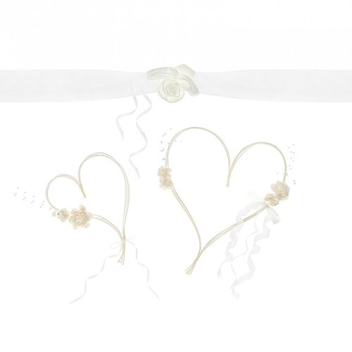 Autoschmuck Hochzeit Wedding Car Deko Rosenbl�ten creme 4-tlg. Deko-Set