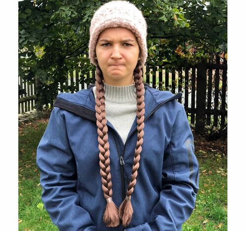 Zopf Percke mit geflochtenen Zpfen Braun 54 cm lang fr Erwachsene