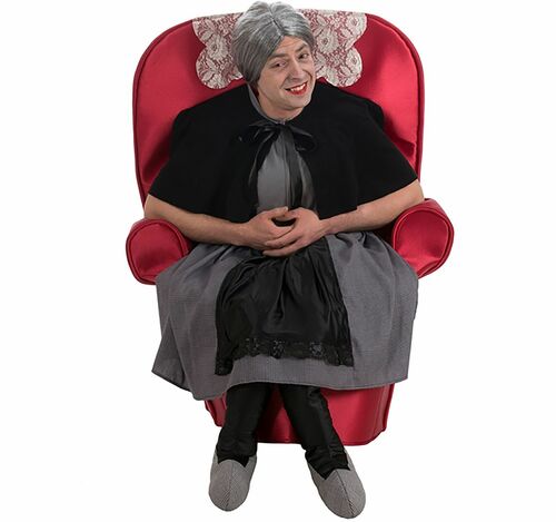 Oma Kost�m Gro�mutter im Sessel Huckepack-Kost�m f�r Erwachsene