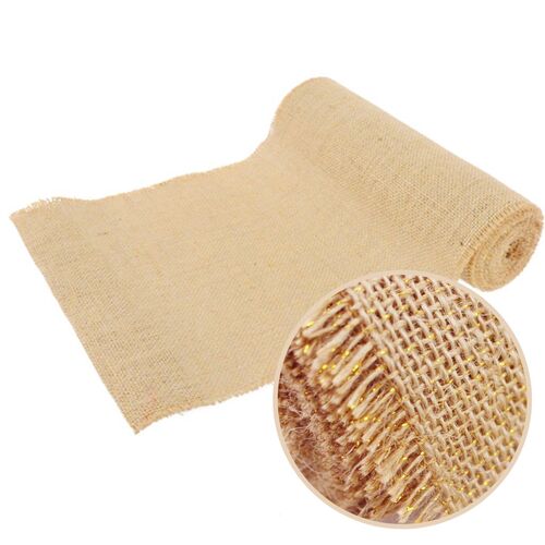 Tischl�ufer Tischband Jute Naturfarbe mit Goldschimmer 3 m x 29 cm Deko Hochzeit