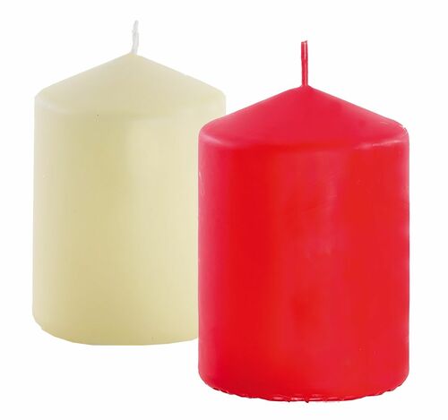 Kerze Stumpenkerze 10 x 6 cm Rot Elfenbein Weihnachten Hochzeit