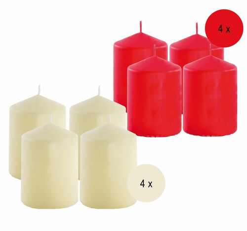 4 Adventskerzen Stumpenkerzen Adventskranz 10x6cm 28h Farbauswahl
