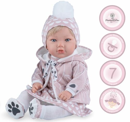 Puppe Alina M�dchen 45 cm mit Haare & Schnuller