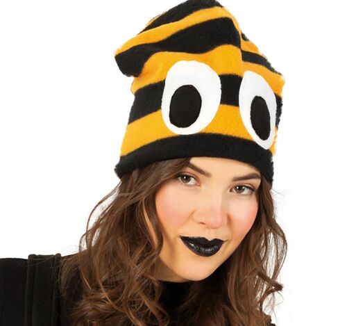 Bienen Fleece M�tze mit Augen schwarz-gelb Kost�m-Zubeh�r