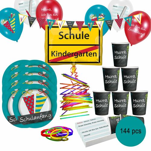 Schulanfang Party-Set 143-tlg. Einschulung Deko Zuckert�te 1. Schultag Kinder