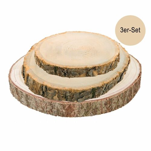 Baumscheiben-Set Holzscheiben 24-38 cm Tischdeko, 3 St�ck