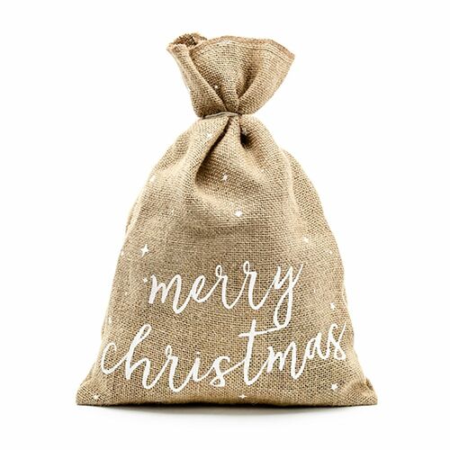 Jutesack Merry Christmas Weihnachten Deko 30 x 42 cm inkl. Jutegarn