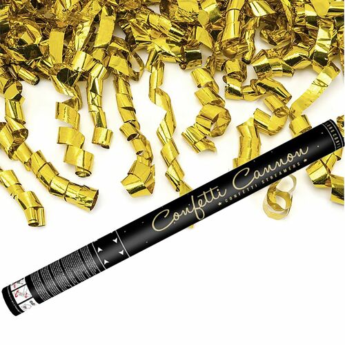 Shooter gold Luftschlangen gekringelt Konfettikanone 60 cm