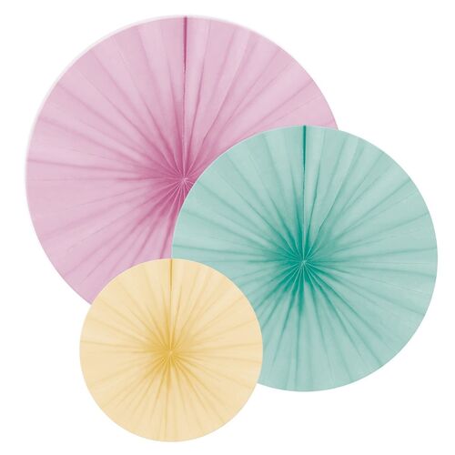  Dekorative F�cher Pastell Rainbo Deko Geburtstag 3 St�ck Party-Zubeh�r