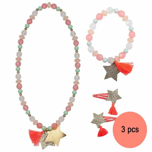 Kinderschmuck Set Sterne Halskette Armband Haarspangen Sternchen M�dchen