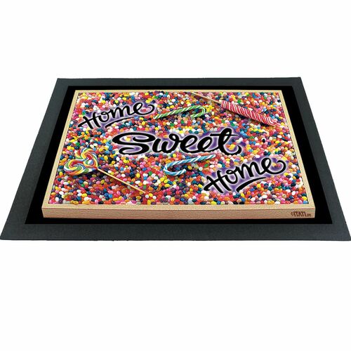 Witzige Fu�matte Candy Home Sweet Home 3D-Motiv robustes Gummimaterial