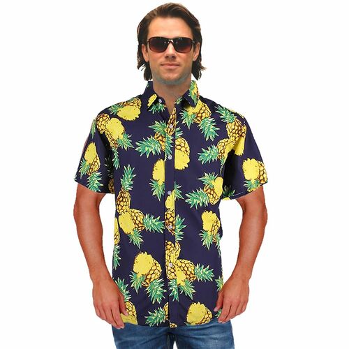 Sommer Herren Hawaiihemd mit Ananas-Motiv l�ssiges Urlaubs-Outfit