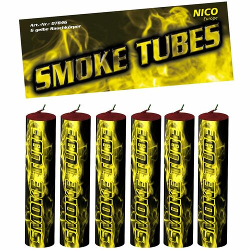 Nico Smoke Tubes Gelb - 6 Rauchfackeln je 50 Sek. 