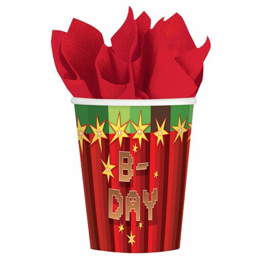 Becher TNT Game On Miner Gamer Geburtstag 8 St�ck 266 ml Tisch-Deko