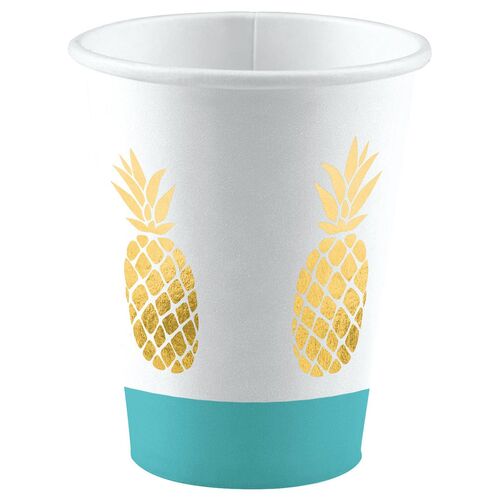 Ananas Becher Hello Summer Beach Party 8 St�ck Tisch-Deko