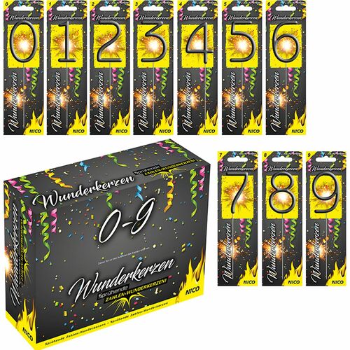Wunderkerzen Zahlen 0-9