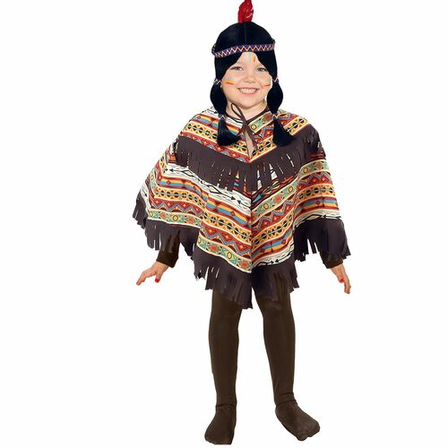 Indianer Kost�m f�r Kinder Onesize Poncho gemustert