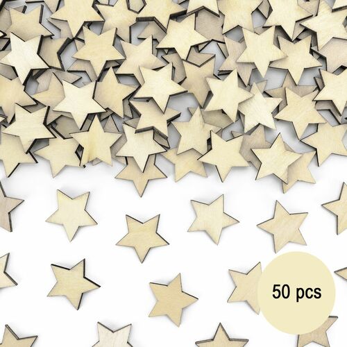 Tischdeko 50 Mini Holzsterne aus Holz Streudeko 2 x 2 cm zum Bemalen