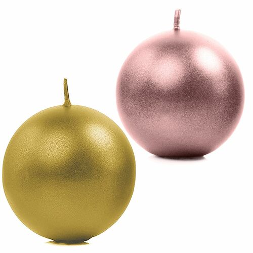 Runde Kerzen 10 St�ck 6 cm Kugelkerzen Deko metallic ros� gold 
