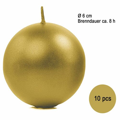 Runde Kerzen 10 St�ck 6 cm Kugelkerzen Deko metallic ros� gold  