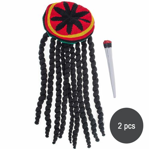 Rasta Per�cke Dreadlocks mit Strickm�tze Bob inkl. Fake-Joint