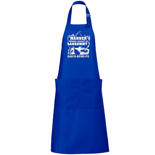 Grillsch�rze blau mit Spruch Bauch Beine Po f�r Herren Geschenk