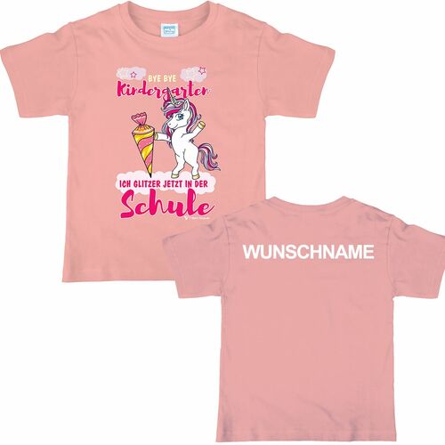 Einhorn T-Shirt Wirbelwind rosa Schulanfang ich glitzer in der Schule mit Wunschname