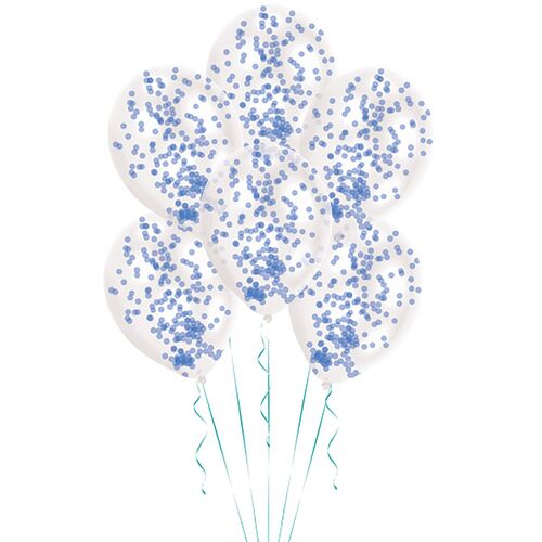 Luftballon mit blauer Konfetti-F�llung 6 St�ck Party-Deko