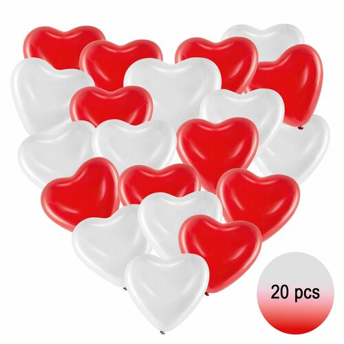 Herz Luftballons rot & wei�  40,6 cm 20 St�ck Ballon Hochzeit Verlobung Valentinstag