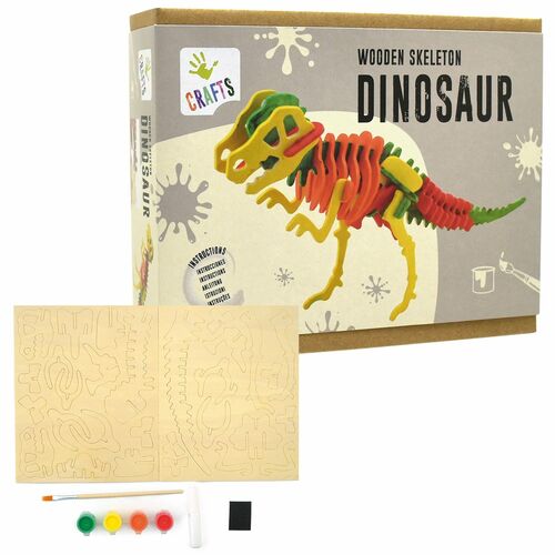 T-Rex Skelett f�r Kinder zum anmalen und zusammen bauen aus Holz Bastel-Set