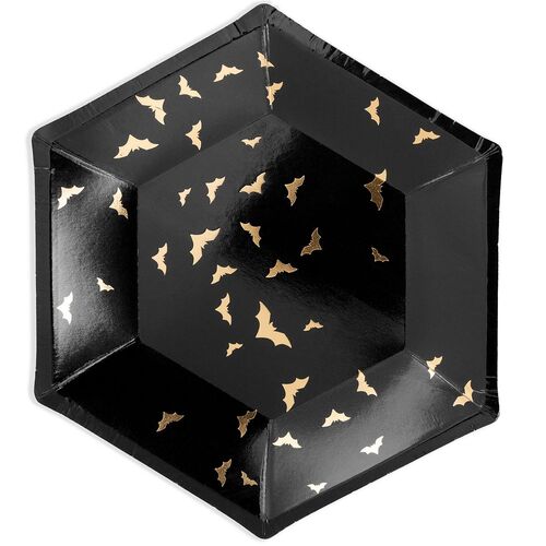 Teller Halloween Trick or Treat  20 cm schwarz 6 St�ck eckig Tisch-Deko