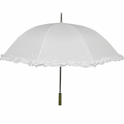 XXL Chauffeur Schirm wei� f�r Hochzeit Trauung  130 cm mit R�schen & Automatik 