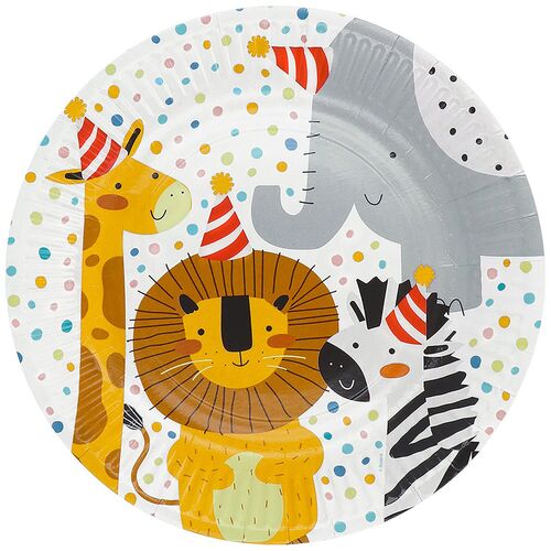 Teller Safari Party Wilde Tiere Afrika 8 St�ck �23 cm Kindergeburtstag Tisch-Deko