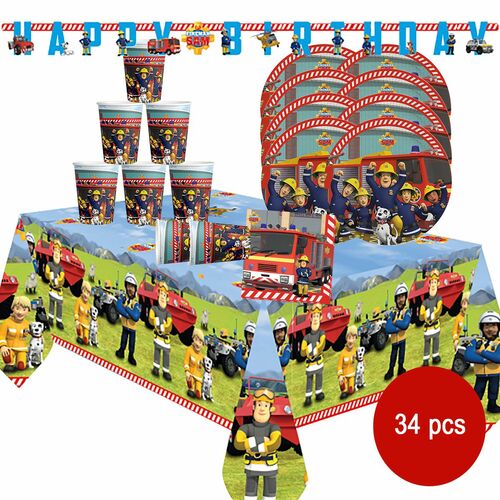 Feuerwehrmann Sam Party-Set Kindergeburtstag 34-tlg. Party-Deko