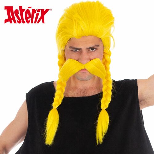 Verleihnix Per�cke gelb mit Schnurrbart aus Asterix & Obelix f�r Herren