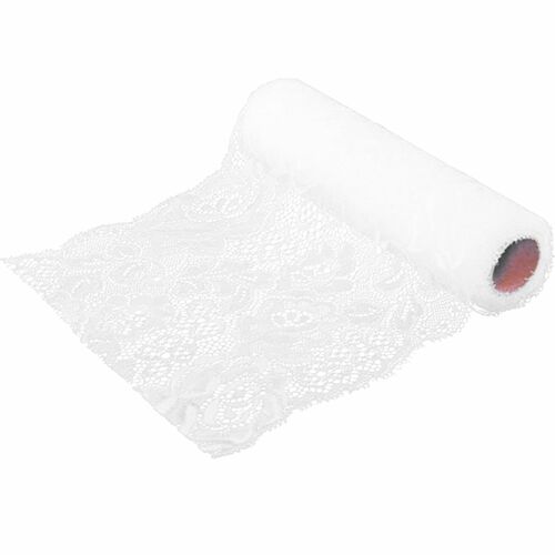 Tischl�ufer 18 cm x 3 m wei� Spitze Hochzeit Tisch-Deko
